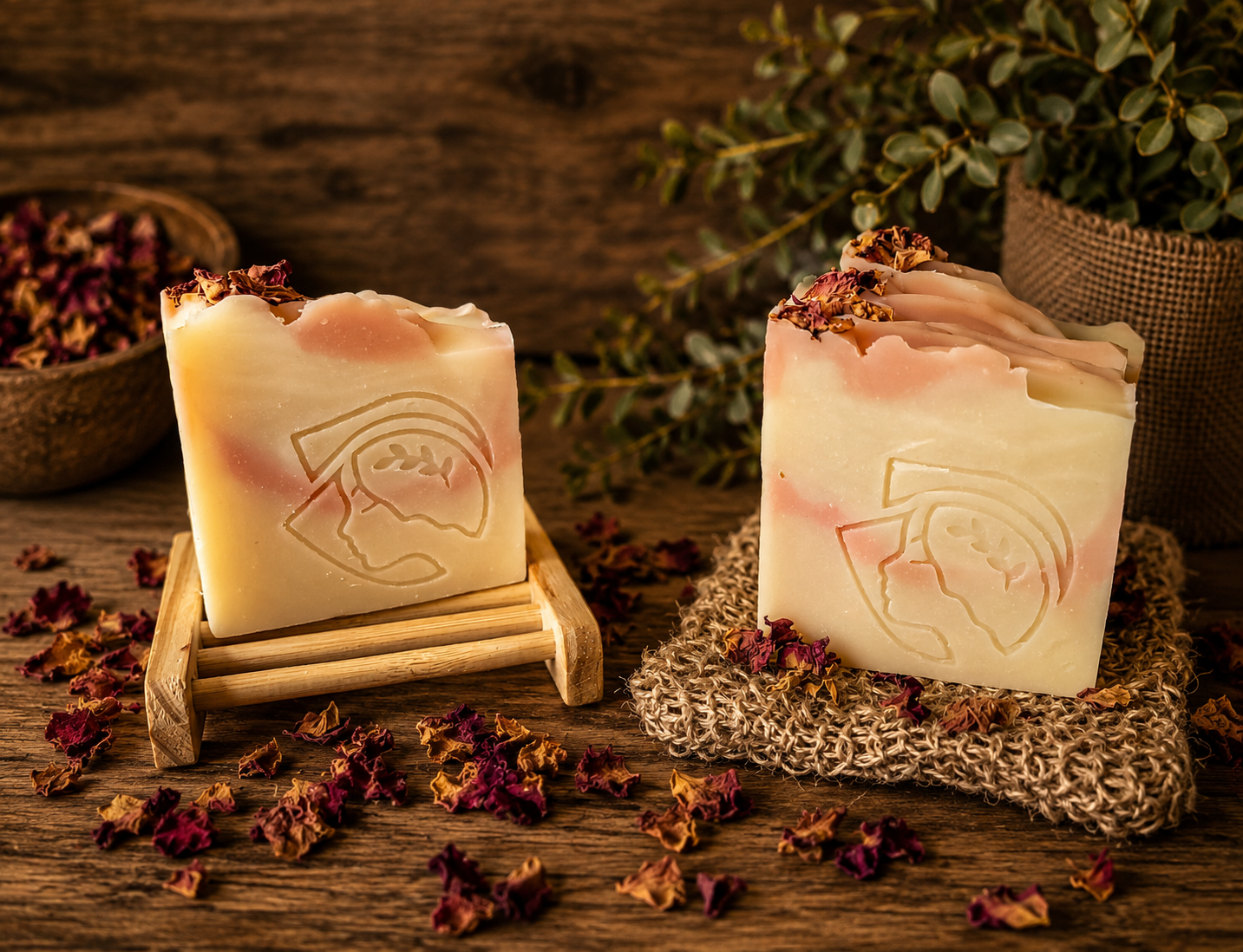 Rosehip, coconut milk and rose clay soap/ Jabón Rosa Mosqueta, Arcilla Rosada y Leche de Coco-Natural, suave y perfecto para piel sensible.