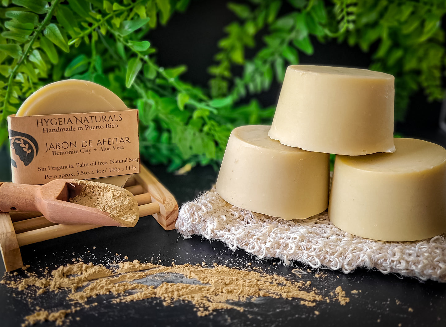 Jabón de Afeitar Natural Unisex – Shea Butter, Aloe Vera, Arcilla Bentonita y Aceite de Cáñamo