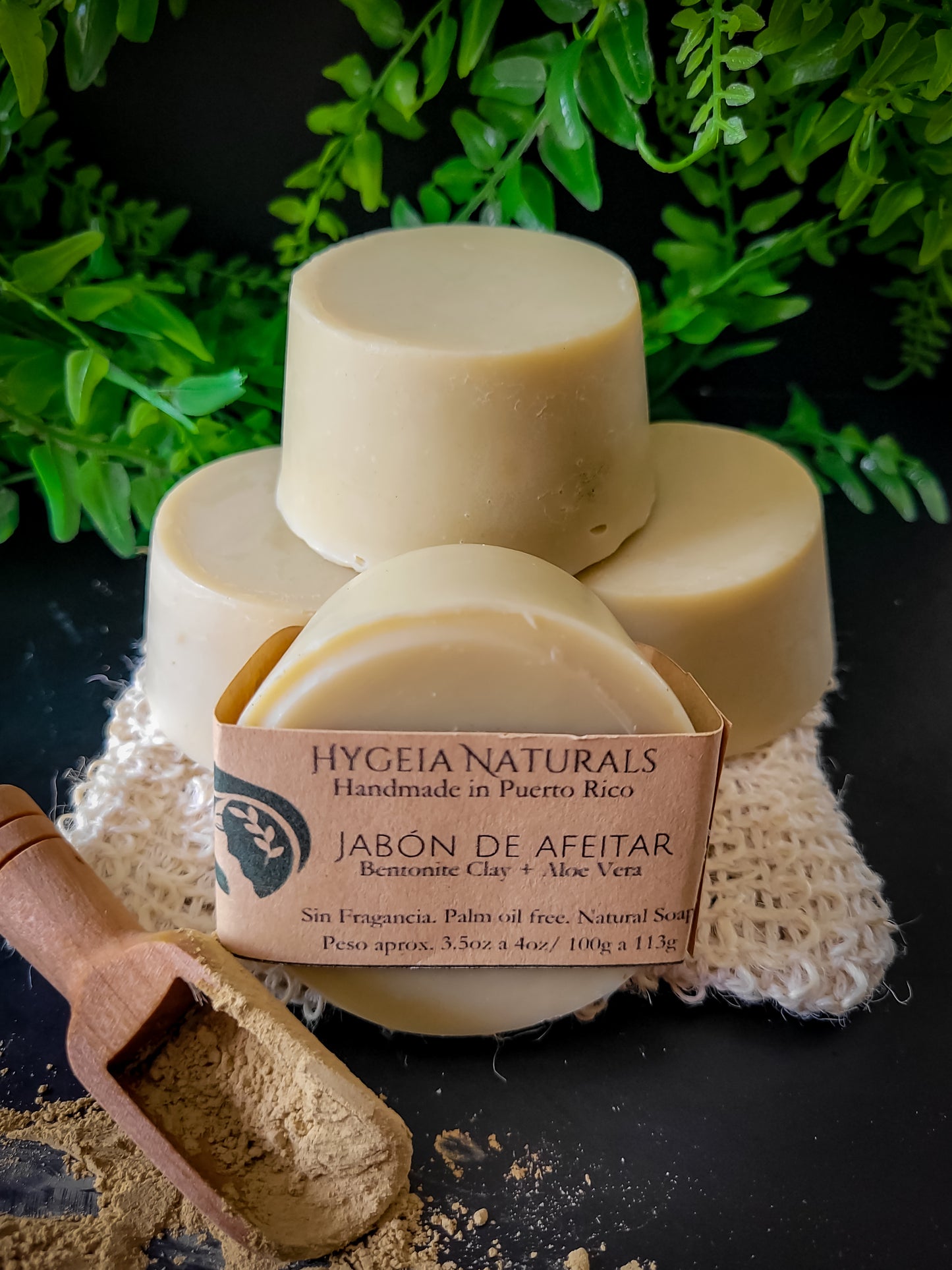 Jabón de Afeitar Natural Unisex – Shea Butter, Aloe Vera, Arcilla Bentonita y Aceite de Cáñamo