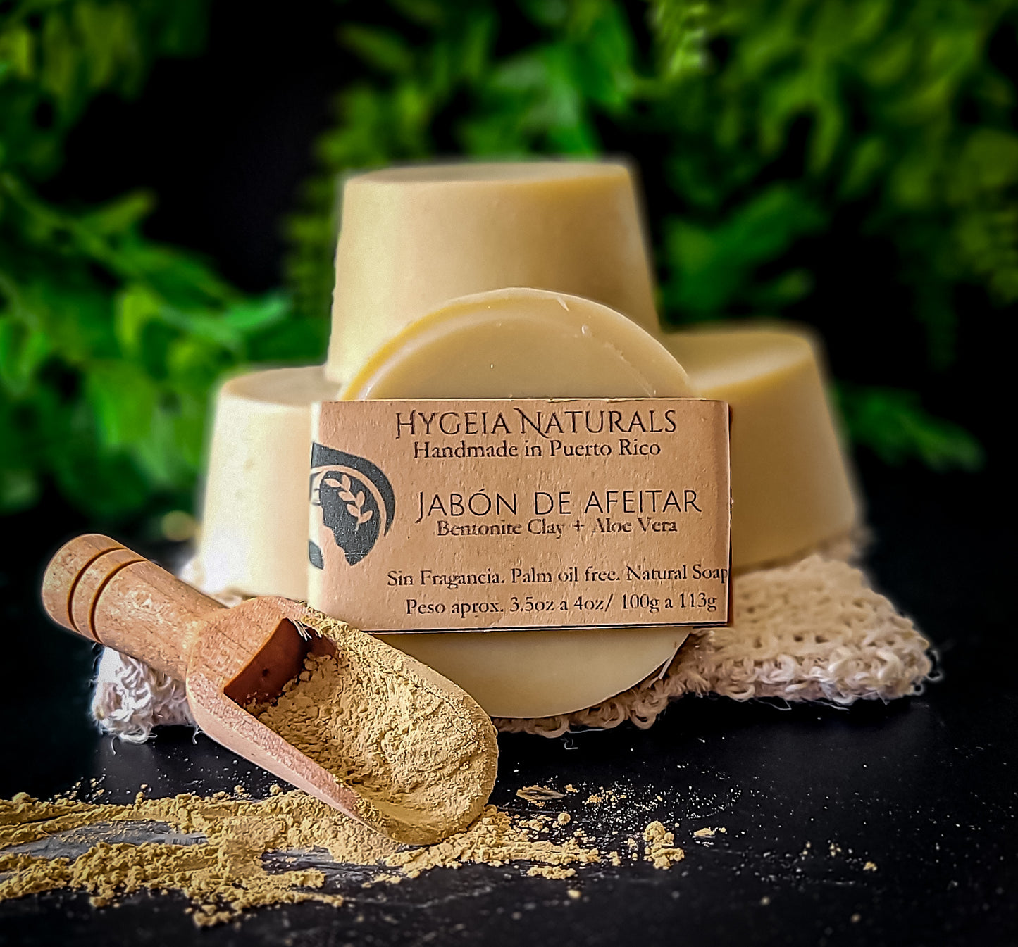 Jabón de Afeitar Natural Unisex – Shea Butter, Aloe Vera, Arcilla Bentonita y Aceite de Cáñamo