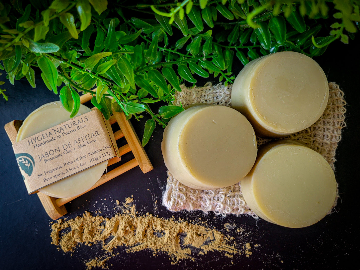 Jabón de Afeitar Natural Unisex – Shea Butter, Aloe Vera, Arcilla Bentonita y Aceite de Cáñamo