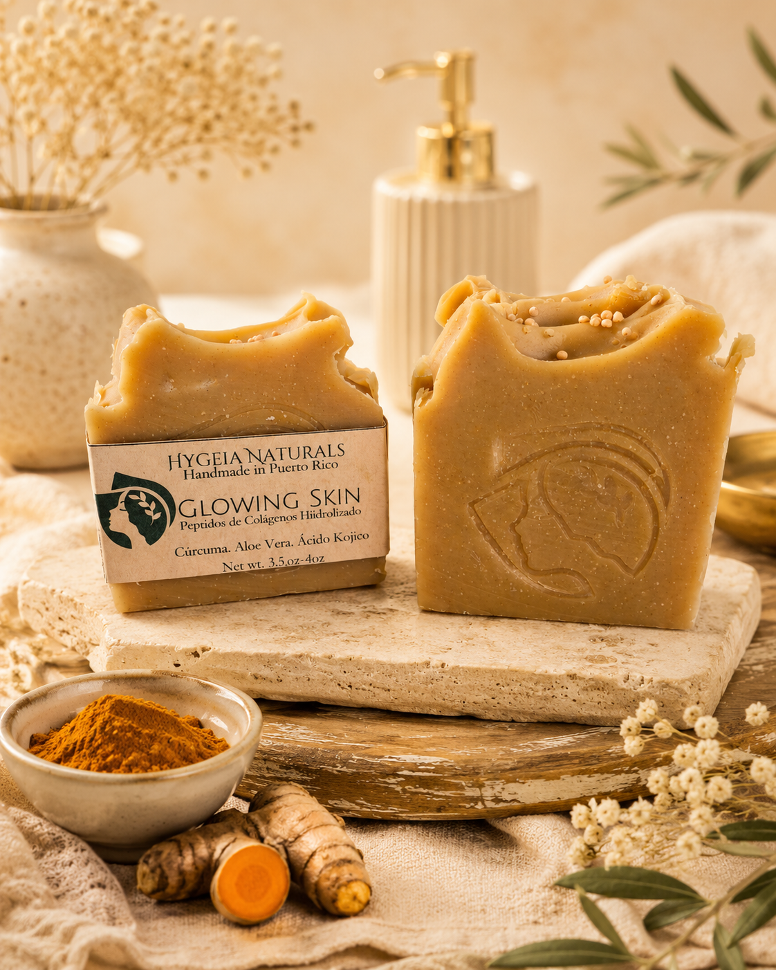 Jabón Artesanal Glowing Skin | Cúrcuma, Ácido Kójico y Colágeno