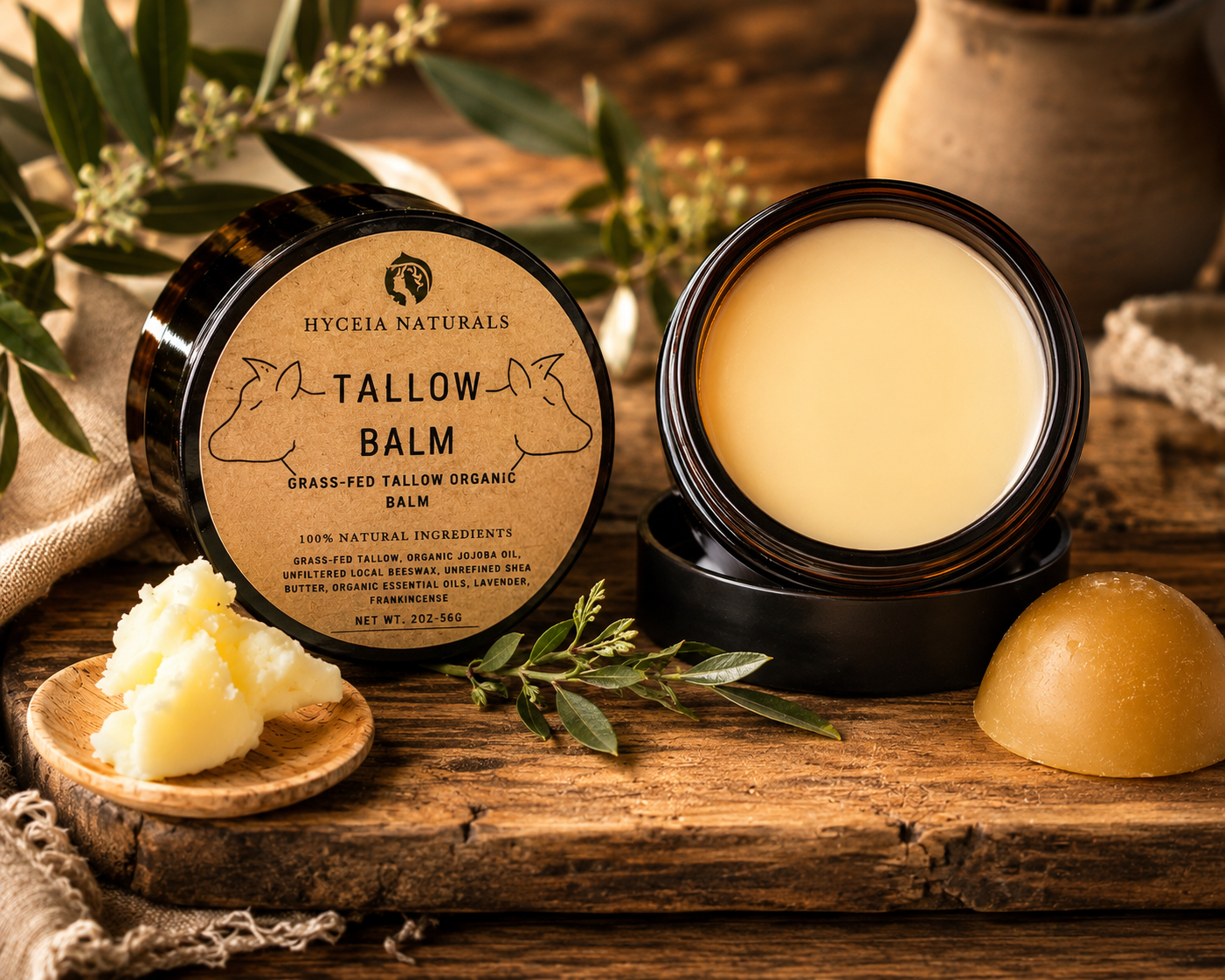 Tallow Balm with Grass-Fed Tallow, Organic Jojoba Oil, Beeswax & Shea Butter – Lavender & Frankincense