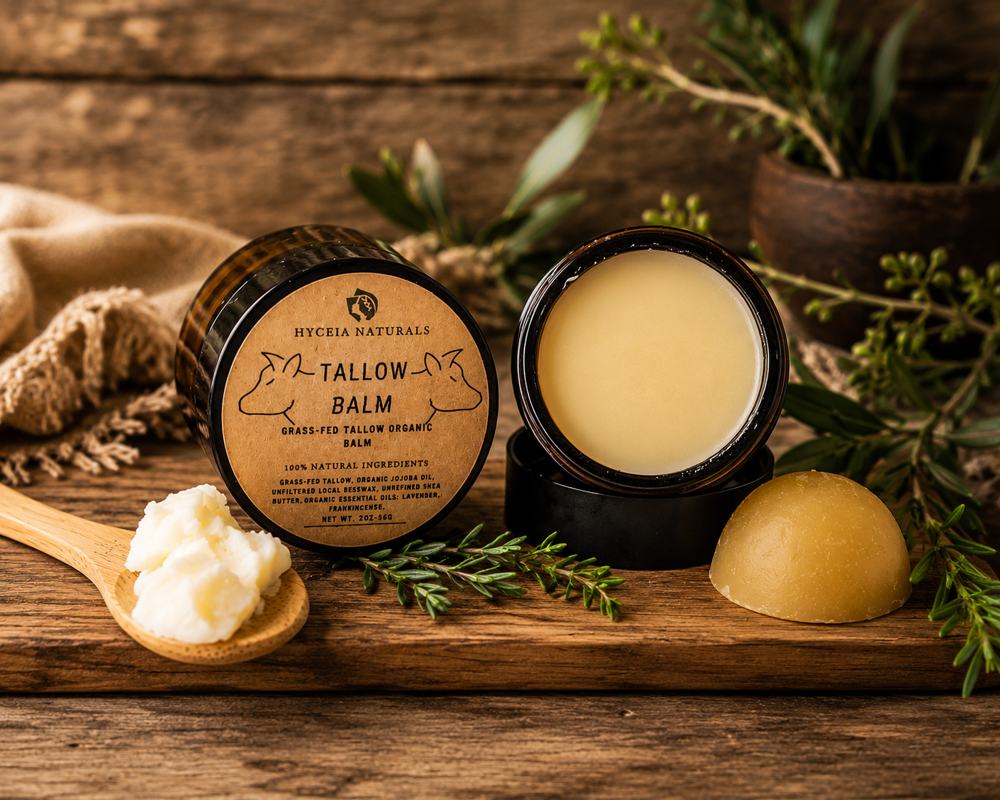 Tallow Balm with Grass-Fed Tallow, Organic Jojoba Oil, Beeswax & Shea Butter – Lavender & Frankincense