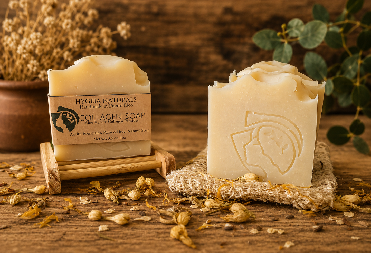 Jabón Artesanal de Colágeno & Aloe Vera – Hidratación y Firmeza