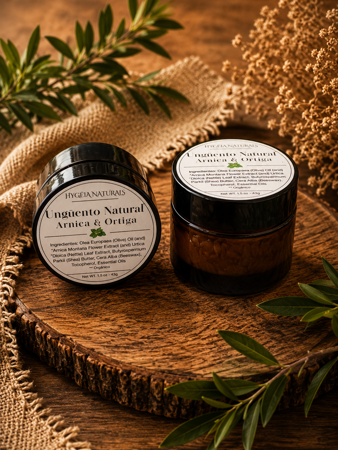 Ungüento Natural de Árnica y Ortiga – Hecho a Mano con Ingredientes Locales/ Arnica & Nettle Herbal Balm – Handcrafted with Local Ingredients
