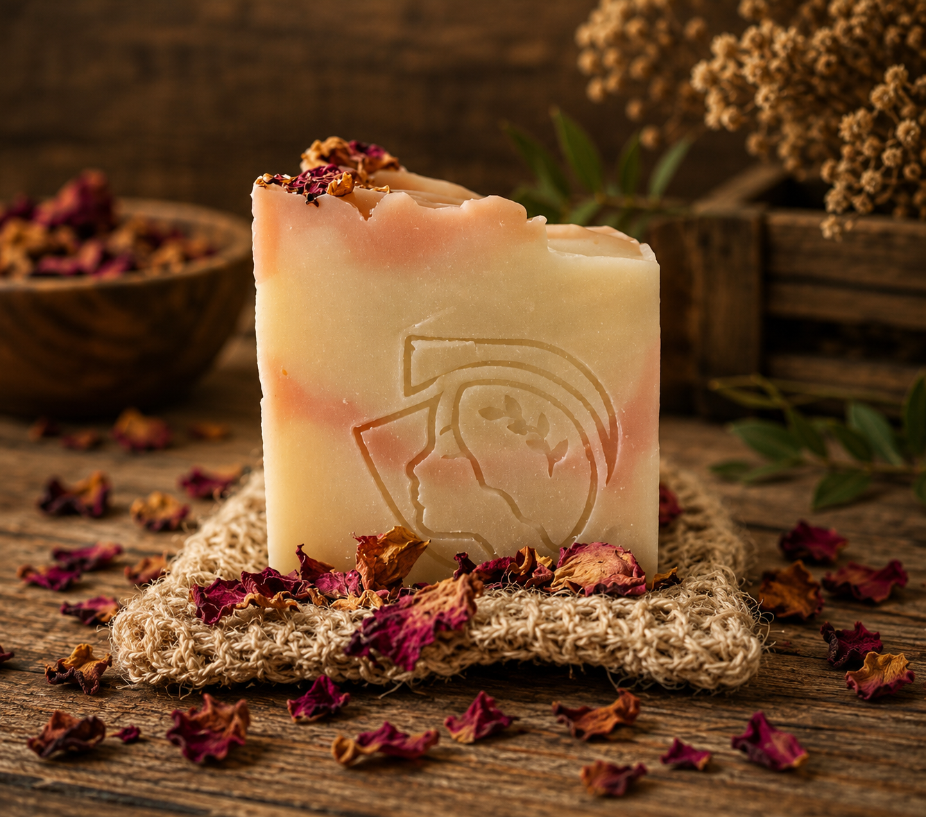 Rosehip, coconut milk and rose clay soap/ Jabón Rosa Mosqueta, Arcilla Rosada y Leche de Coco-Natural, suave y perfecto para piel sensible.